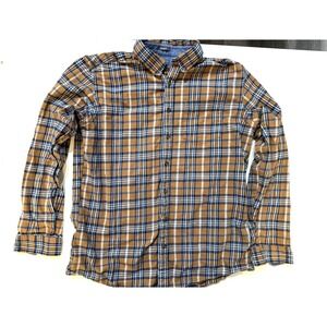 Vintage Eddie Bauer Flannel Shirt Mens LG Plaid Brown 90s Grunge Workwear Cabin